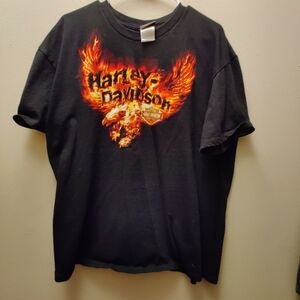 Harley-Davidson Black T-Shirt with Fiery Eagle Design